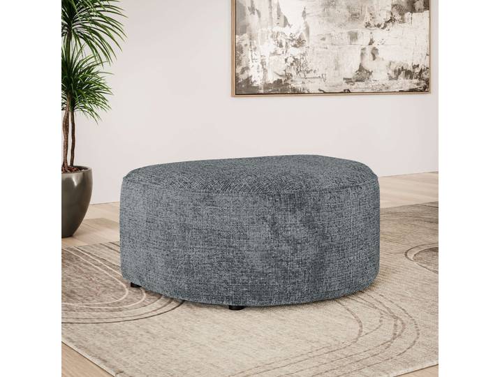 Polsterhocker GOODPRODUCT ADELLA passed zur Serie, Masse B/T/H: 92/69/43 cm , grau (dunkelgrau), B:92cm H:43cm T:69cm, 100% Polyester, Hocker, Polsterhocker, Hocker mit Wellenunterfederung, runde Form, auch in Cord