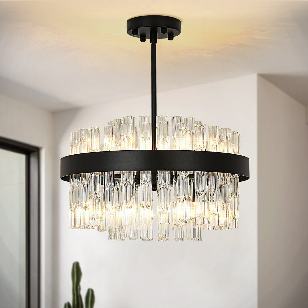 Canora Grey Unique/Statement Chandelier Matte Black 25cm H X 40cm W X 25cm D