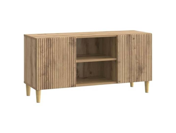Favemtsl TV Lowboard Artisan-Eiche 102x34,5x50 cm Holzwerkstoff Kompakter Medienschrank fuer Wohnzimmer und Schlafzimmer mit zwei Schwenktueren und Fachboden fuer Ordnung.