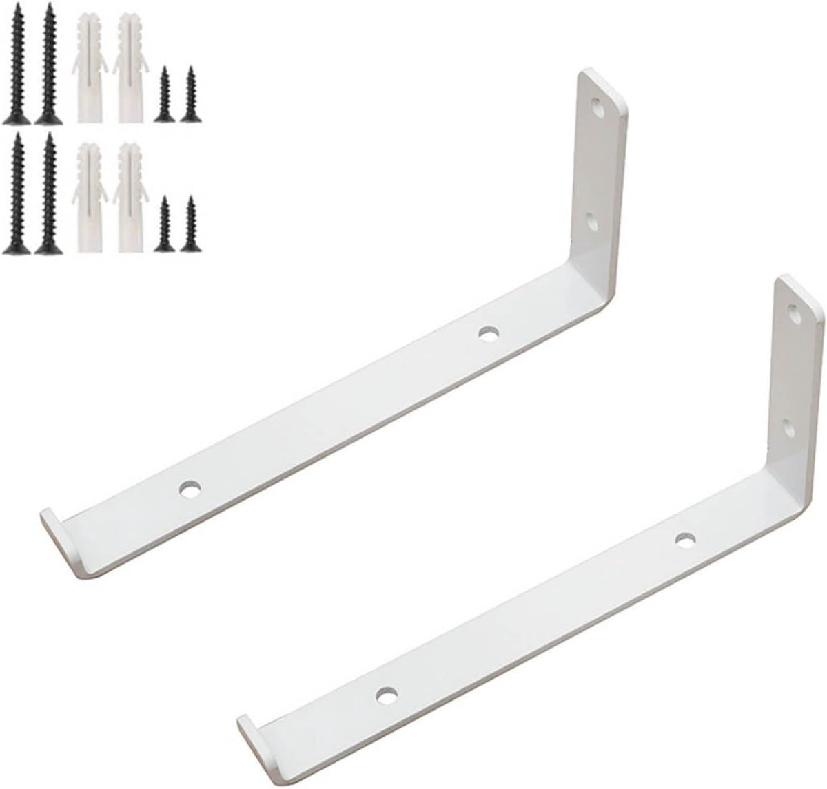 Witte wandsteunen voor planken, zwaar belastbaar, 20 cm