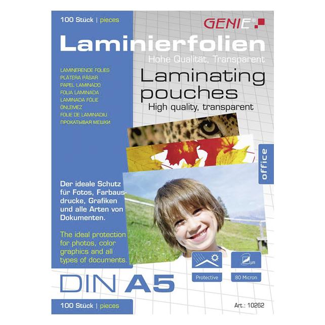 Genie Laminiertaschen 5 - Folien (A5, 100 Stk., 80 µm) (10262)