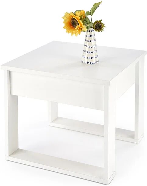 garneroarredamenti Tavolino da salotto moderno 60x60cm bianco Libano