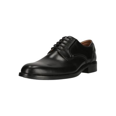 Schnürschuh CLARKS "CraftRemi Lace", Herren, Gr. 43, Kunstfaser, schwarz, Leder, Schuhe Schnürschuh, mit Dämpfung im Fersenbereich