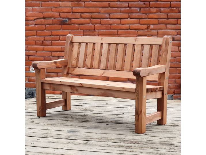 Gartenbank Allgäu Massivholz Kiefer Braun 124 x 96 x 70cm
