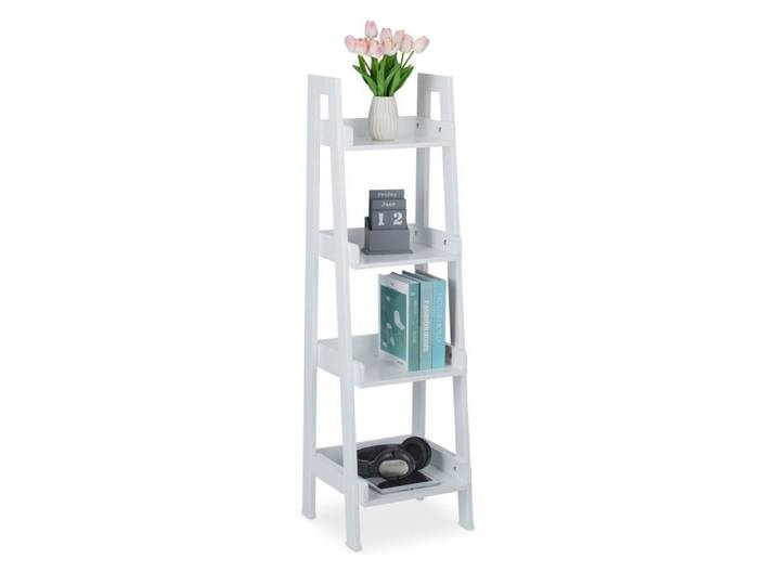 Relaxdays Étagère droite 4 niveaux meuble de rangement pour décorations plantes et livres HLP : 112x33x30 cm blanc