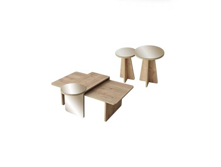 Hanah Home Modernes Couchtisch-Set (4-teilig), Bronze & Saphir-Eiche, 105 x 60 x 35 cm 100% melaminbeschichtet, stilvoll und funktional für Wohnräume