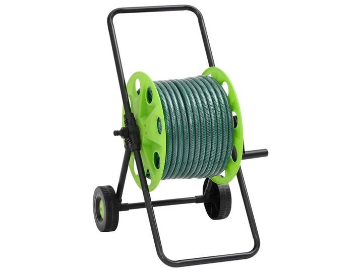 vidaXL Schlauchwagen mit Schlauchanschluss-Set 0,5 30 m PVC Grün