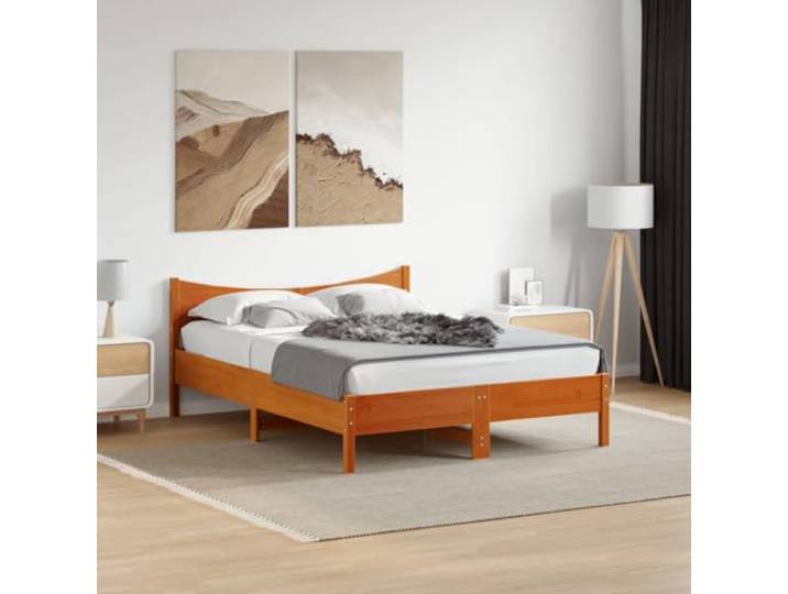 YNGBHFNOP Massivholz Kiefernholz Lattenrost 120x200 cm Braun Massivholzbett ohne Matratze Wachsbraun 120x200 cm Kiefernholz Bettgestell mit Lattenrost Stabil & Natürlich