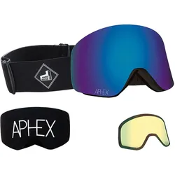 APHEX OXIA THE ONE EDITION Magnet Schneebrille 2027 black strap/revo blue + Zusatzglas yellow