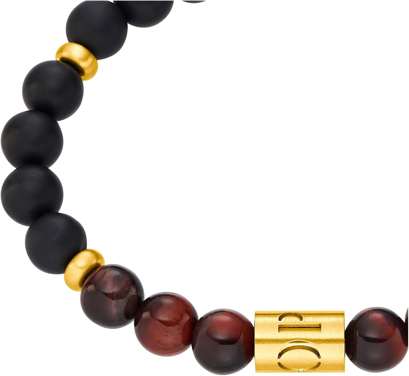 Joop! Armband JOOP "2034754", bunt (gelbgoldfarben, schwarz, braun, schwarz, braun), Armbänder, Damen, 18cm, Edelstahl, Armband, mit Tigerauge gelbgoldfarben, schwarz, braun, schwarz, braun 18cm, Edelstahl