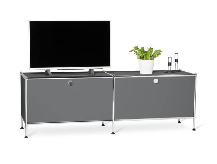 Tchibo - Lowboard Metall »Cn3« mit Klappenfächern - 152x40x51,5cm - chrom -