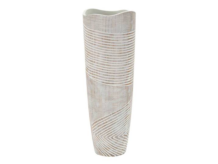 Vase Pot Resin Wood Weiß B: 19 cm
