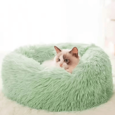 Inspire Curations SnuggleShell Plush Semi Enclosed Cat Bed For Cozy Winter Comfort green 50cm