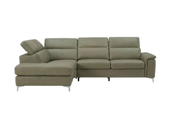 Villa Möbel Ecksofa Avenger, L-Form 1 Teile, Echtleder-Ecksofa mit Kopfteilverstellung fürs Wohnzimmer