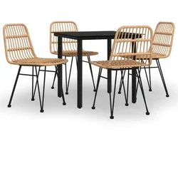 Helloshop26 - 5-teiliges Essset für den Außenbereich Gartenmöbel Rattan-Kunstharz 02_0014325