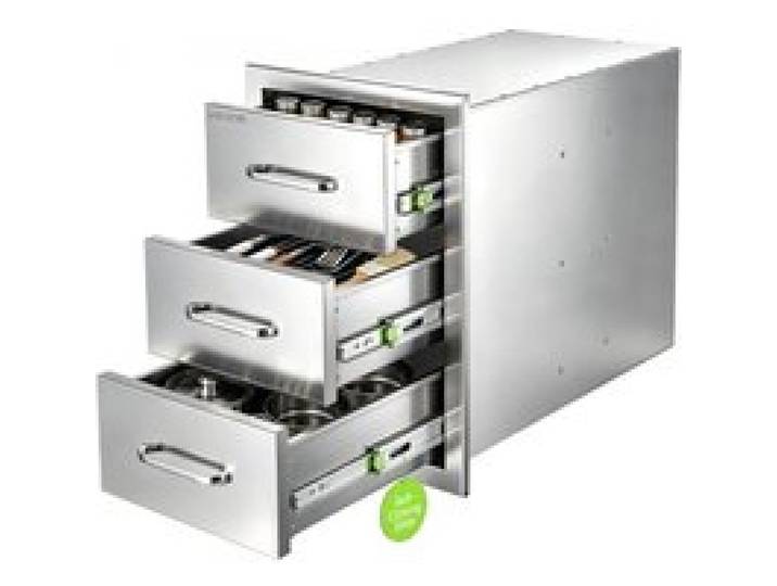 VEVOR Outdoor Küchenschubladen 352 x 570 x 505 mm 3 Schubladen Edelstahl Ideal für Grillinseln, Terrassenbars und Grillstationen, mit Griff, Integrierte Schubladen zur Organisation von Kochgeschirr