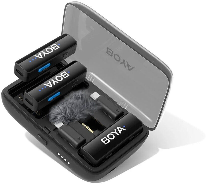 BOYA BOYALINK Trådløst Mikrofon Sæt m. Lightning / USB-C / 3.5mm Minijack - Sort