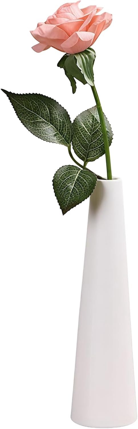 Witte keramische kleine bud vaas voor decoratieve bloemen