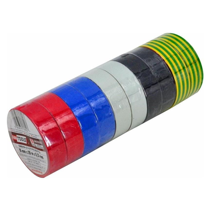 Awtools TAŚMA IZOLACYJNA 19mm x 20m MIX /10szt. (19 mm) (AW25560)