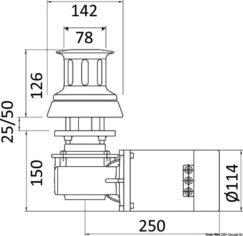 Italwinch Nestor Ankerwinde 1000 W 24 V - Osculati 02.412.12