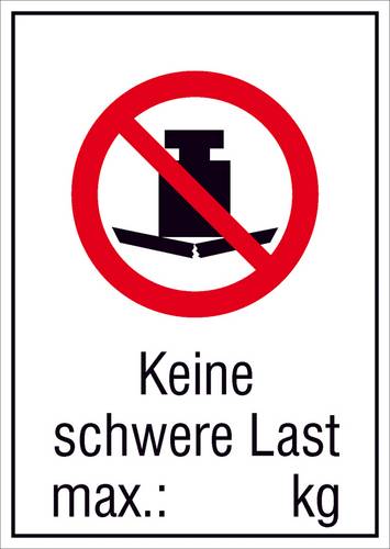 Verbotsschild Keine schwere Last Folie selbstklebend (B x H) 105mm x 148mm ISO 7010 1St.