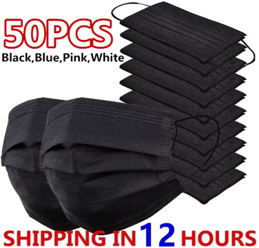 Inspire Picks Safe Guard 3 Layer Disposable Face Masks Breathable Anti Dust Protection With Earloops 50 Pcs Pink