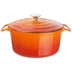 Große runde orangefarbene Auflaufform Vogue