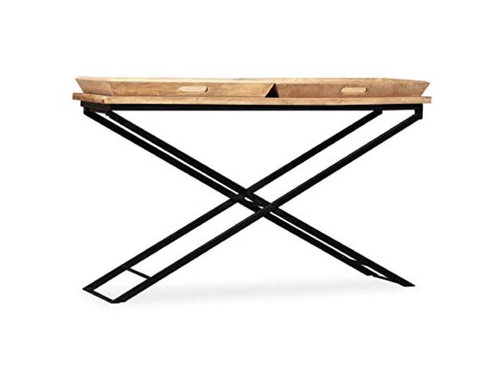 HKLGBVCR Konsole aus massivem Mangoholz, 130 x 40 x 80 cm, mit Regalen