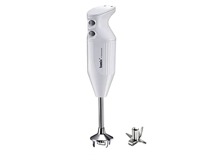 bamix Stabmixer Set M160 ONE inkl. Multifunktionsmesser aus Edelstahl, 160 Watt, 2-Stufen, Made in Switzerland, Weiß