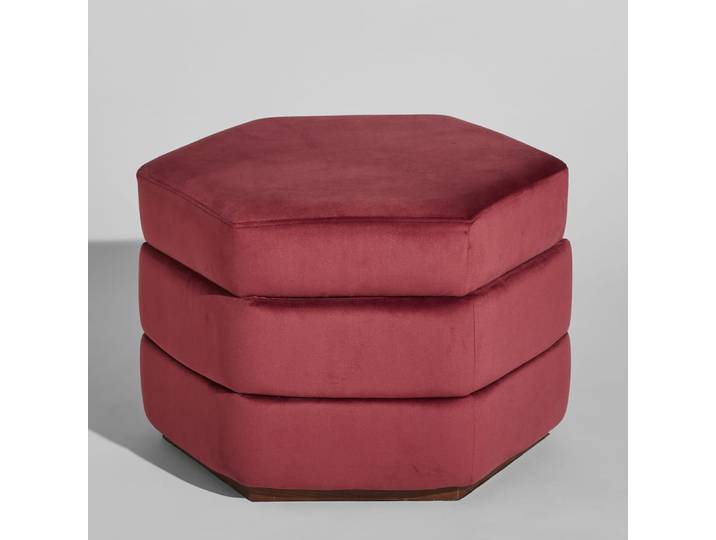 Pouf en velours de polyester bordeaux