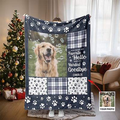 Personalisierte Fotodecke - personalisierte Weihnachts-Gedenkgeschenke für Hunde und Katzen - Du warst mein liebstes Hallo und mein schwerster Abschied