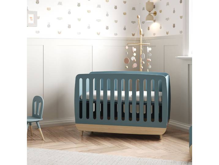 Lit bébé à barreaux LOUISON 60x120 bleu- LT7086