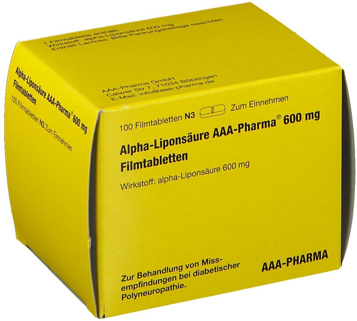 AAA - Pharma Alpha Liponsäure Aaa- Pharma 600 mg Filmtabletten 100 St