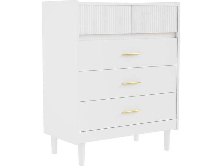 HOMAVO Commode à cinq tiroirs 74x40x94 cm blanc