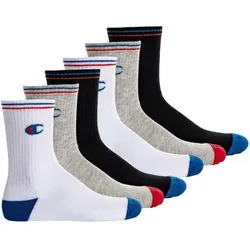 CHAMPION Champion Unisex Socken, 6 Paar - Crew Socken, Logo, Streifen, Größe EU 35-38 in Schwarz Schwarz
