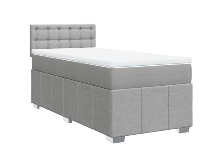 Makastle Boxspringbett mit Matratze Hellgrau 80x200 cm Taschenfederkern