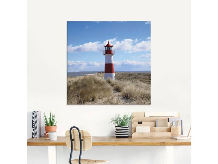 Glasbild ARTLAND Leuchtturm Sylt , blau (farbe bild(er): blau), B:50cm H:50cm, Bilder, Glasbild, in verschiedenen Grössen