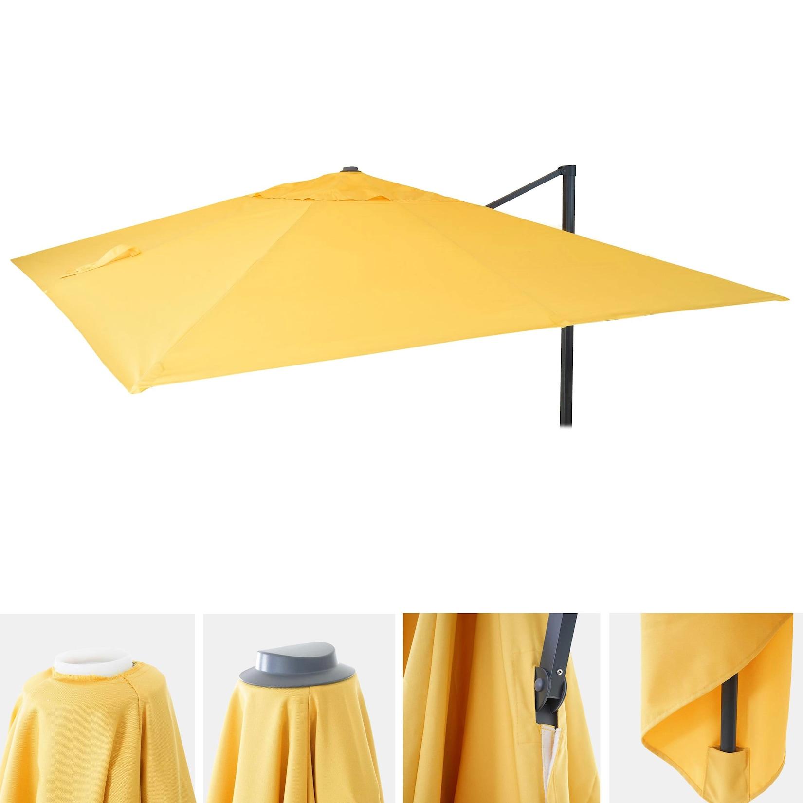 Ersatz-Bezug für Luxus-Ampelschirm MCW-A96, Sonnenschirmbezug Ersatzbezug, 3x3m (Ø4,24m) Polyester ~ gelb