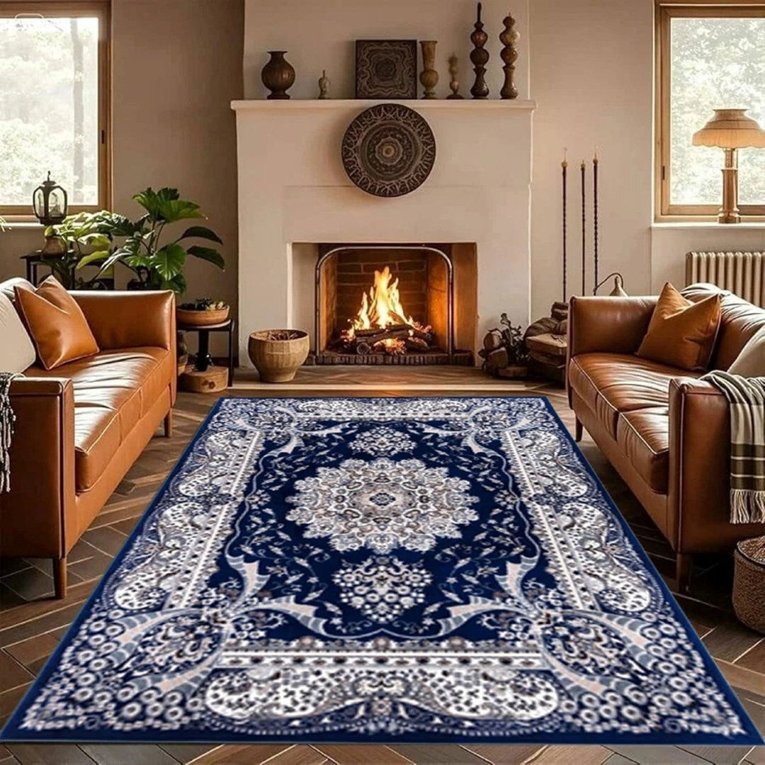 Metro Rectangle Geometric Indoor / Outdoor Area Rug Blue Runner 80 x 300 cm