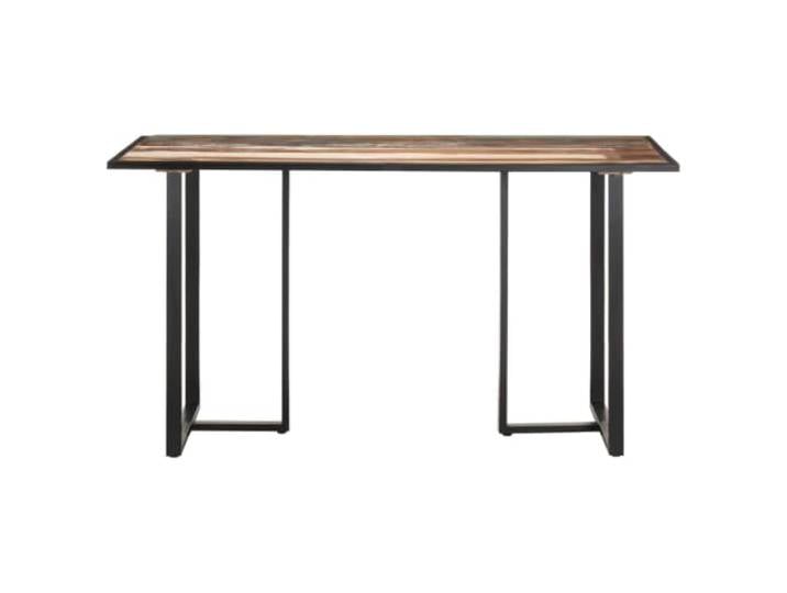 GPUTYGHN Esstisch 140 cm Recyceltes Massivholz Altholz Industriedesign, pulverbeschichtete Eisenbeine, Altholz aus Balken und Fußböden, verschiedene Holzarten, robust und stabil
