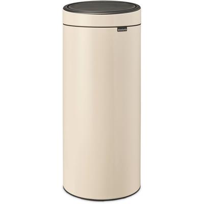 Mülleimer BRABANTIA "Touch Bin New, 30L", beige (soft beige), B:29,5cm H:72cm T:32cm Ø:29,5cm, Kunststoff, Metall, Mülleimer, Mülleimer, Soft-Touch-Öffnungssystem