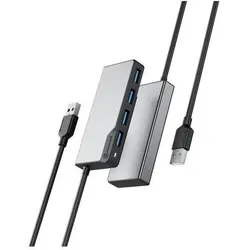 Alogic USB-A Fusion SWIFT 4-in-1 (USB-A, 4 Ports), Dockingstation + USB Hub, Grau