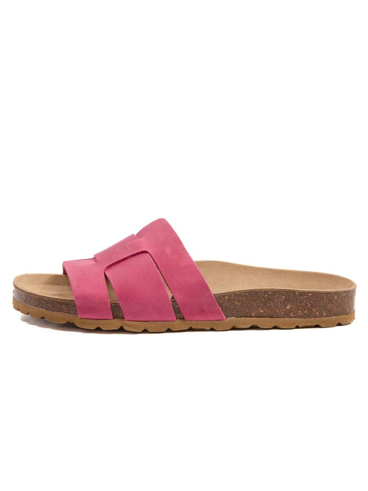 billowy Leder-Pantoletten in Fuchsia - 37