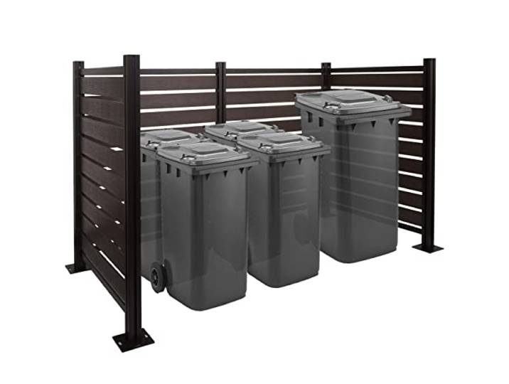 Mendler Alu Mülltonnen-Zaun HWC-K57 erweiterbar 130x206x110cm - anthrazit