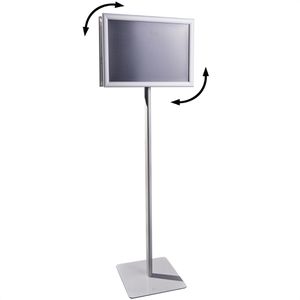 Böttcher-AG Infoständer Classic aus Aluminium, silber, A3, 132 cm Höhe, Hoch- oder Querformat, beidseitig