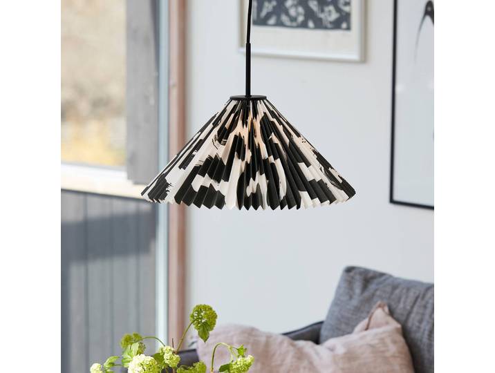PR Home Hängeleuchte Polly, schwarz, für Wohn- / Esszimmer, Papier / Lunolit / Lunopal