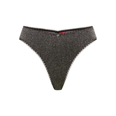 String HUGO UNDERWEAR "LUREX", Damen, Gr. S, schwarz (schwarz 001), Obermaterial: 53% Polyamid, 26% Polyester, 15% metallisierte Fasern, 6% Elasthan, Unterhosen String, Glänzende Lurex-Qualität mit transparenter schwarzer Mesh-Optik
