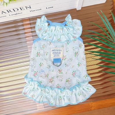 Fusion Finds Breathable Small Dog Dress Princess Halter Skirt For Summer Dogs & Cats blue xl