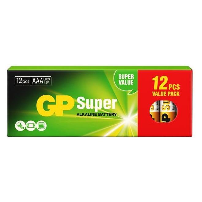 GP Super Alkaline AAA-batteri, LR03, 12-pack (12 Stk., AAA) (AAA_ALKGP12)