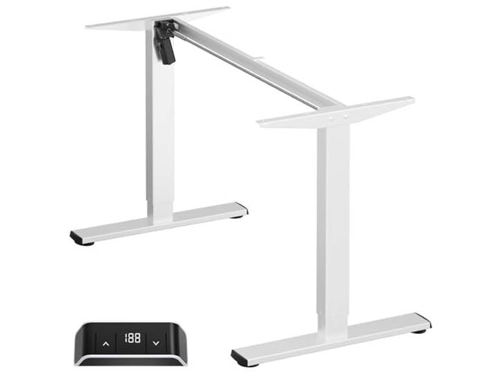 ONKRON Schreibtischgestell elektrisch 71-118 cm, bis 70 kg, WDF221E-W Tischuntergestell für 120-170 cm Platten, mit Display, Kollisionsschutz, ohne Tischplatte, in Weiß; für Büro & Homeoffice